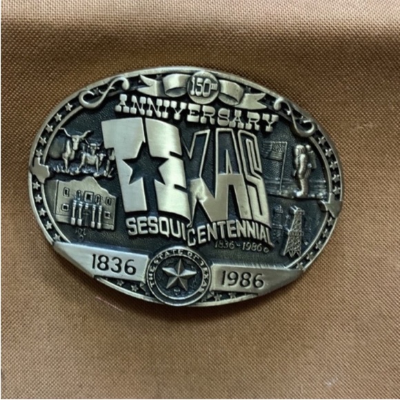 Texas Sesquicentennial Belt Buckle - Silver - Picture 1 of 2